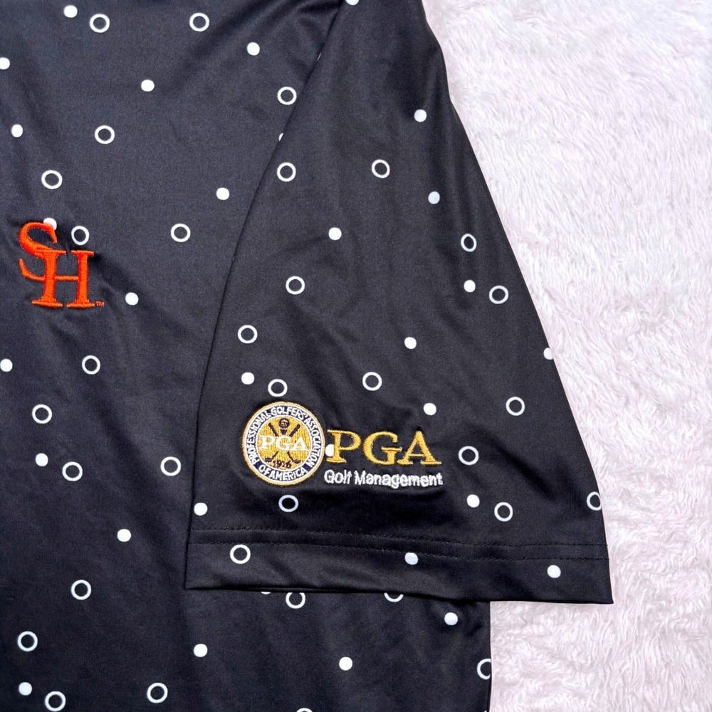 Sam Houston Bearkats Polo Men L Black Geometric Performance PGA Golf Management - Picture 4 of 11